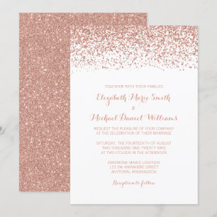Modern Faux Rose Gold Glitter Wedding Invitations