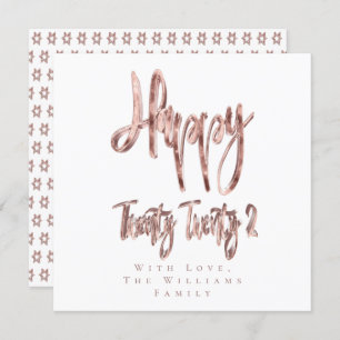 Modern Faux Rose Gold Happy New Year 2022 Holiday Card