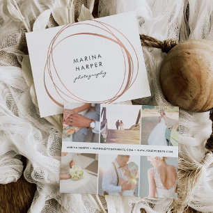 Modern Faux Rose Gold Logo 6-Photo Postcard