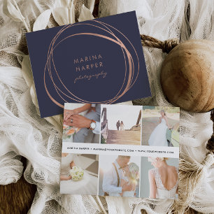 Modern Faux Rose Gold Logo Postcard