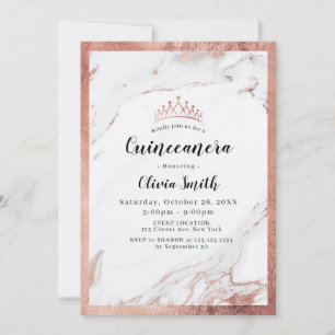 Modern faux rose gold marble Quinceanera Invitation