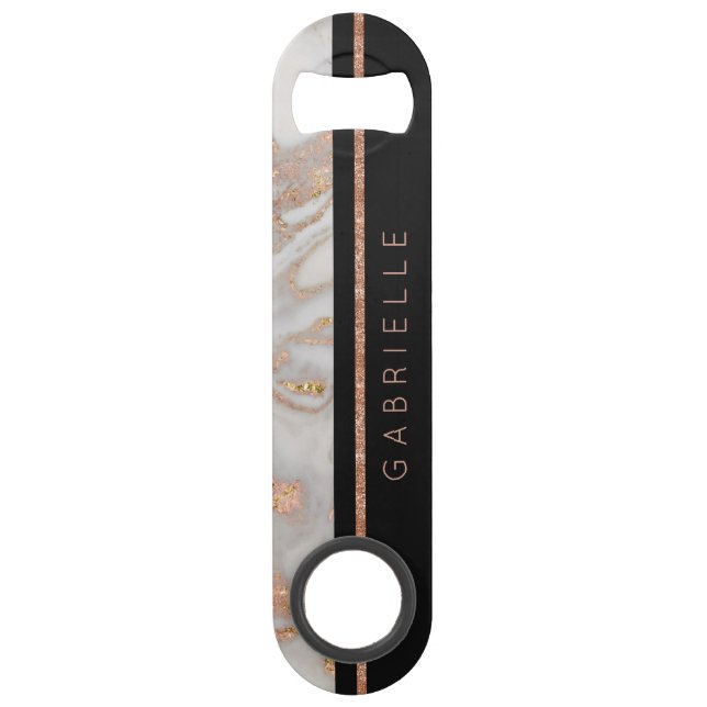 Modern Faux Rose Gold Marble Swirl Monogram (Back)