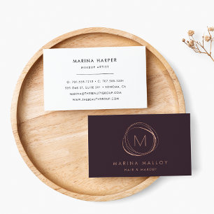 Modern Faux Rose Gold & Plum Abstract Business Card