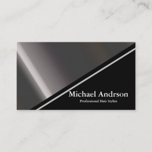 Modern Faux Silver & Black Foil Color Block Business Card