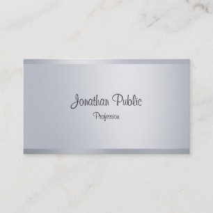 Modern Faux Silver Elegant Handwritten Script Text Business Card