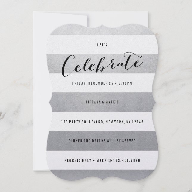 Modern Faux Silver Foil Party Invitation (Front)
