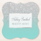 Modern faux silver glitter teal ombre makeup
