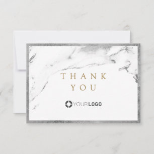 Modern faux silver marble luxe business thank you