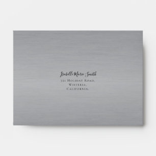 Modern Faux Silver Metallic Wedding RSVP Envelope
