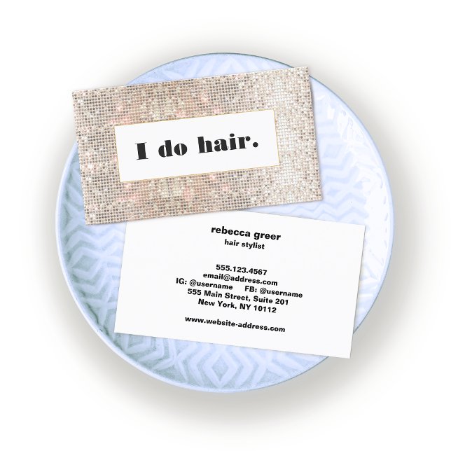 Modern Faux Silver Sequins  Hair Stylist Salon Business Card (Creator Uploaded)