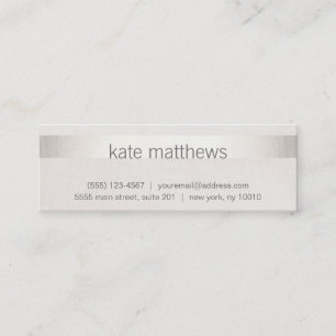 Modern Faux Silver Stripe on Linen Mini Business Card