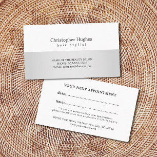 Modern Faux Silver White Hair Stylist Appointment Card