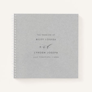 Modern Faux-Textured Grey Paper Budget Guest Book