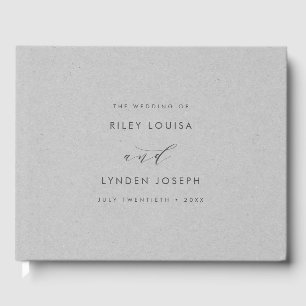Modern Faux-Textured Grey Paper Elegant Wedding Guest Book