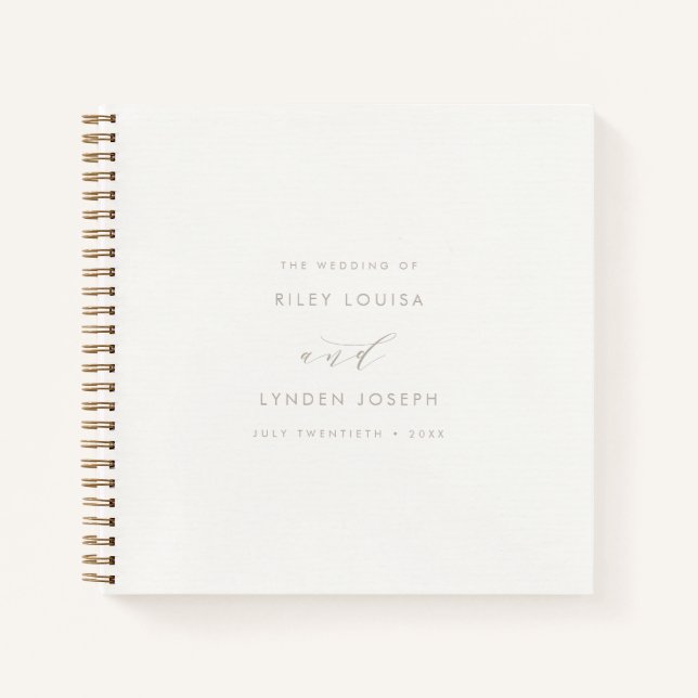 Modern Faux-Textured Ivory Elegant Guest Book (Front)