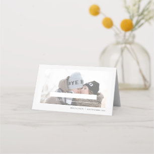 Modern Faux Vellum Photo Wedding Place Card