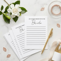 Modern Favourite memory with the bride game card