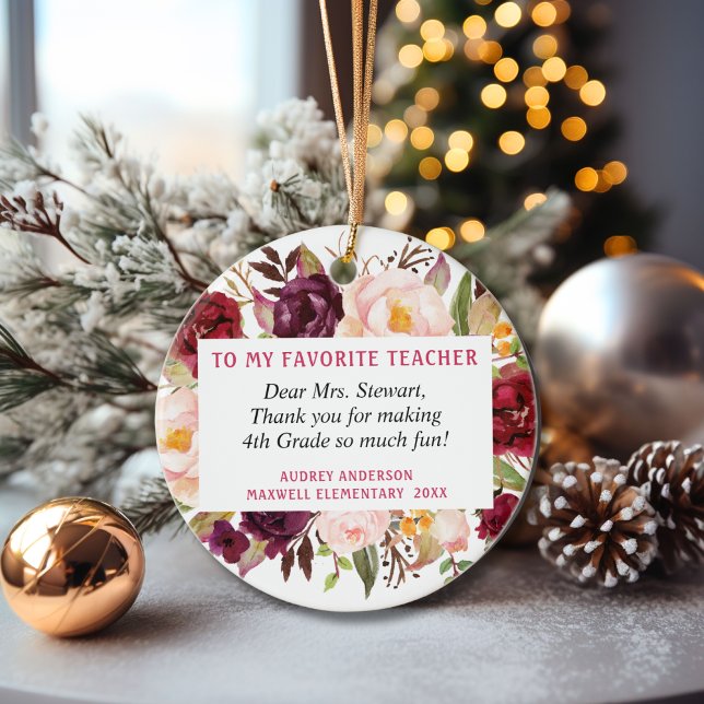 Modern Favourite Teacher For Her Christmas Ceramic Tree Decoration (Creator Uploaded)