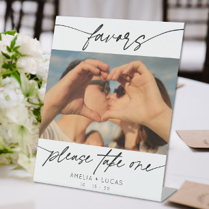 Modern Favours Calligraphy Script Photo Pedestal Sign