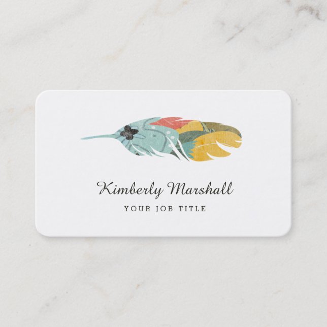 Modern Feather Business Cards / Chalkboard (Front)