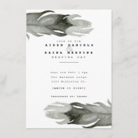 Modern Feather Watercolor Wedding Invite