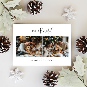 Modern Feliz Navidad Spanish Christmas 2 Photo  Holiday Card