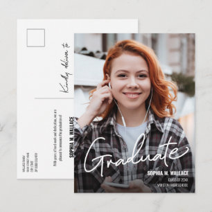 Modern Female Graduate Name Custom School Year Announcement Postcard