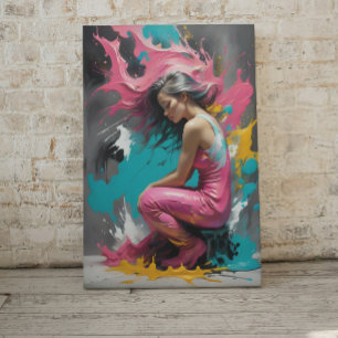 Modern Female Portrait in Splash Colours Canvas Print