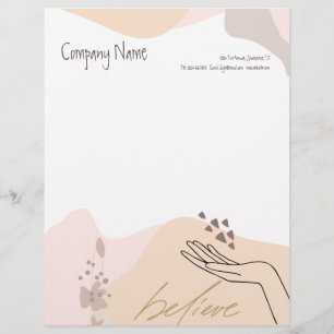 Modern Feminine Business Shapes Hand Motivational Custom Letterhead
