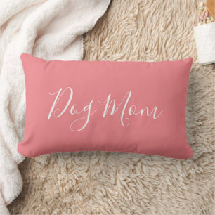 Modern Feminine Coral Script Dog Mom Lumbar Cushion