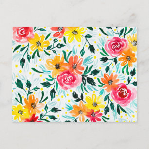 Modern Feminine Floral Watercolor Illustration Postcard