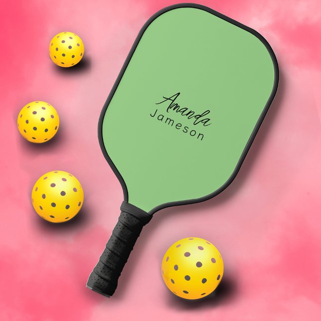 Modern Feminine Green Monogram Pickleball Paddle (Creator Uploaded)