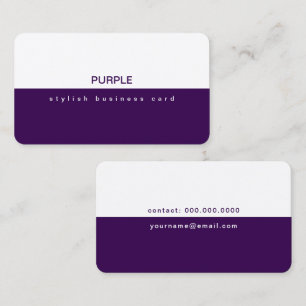 Modern Feminine half-white / half-purple Business Card