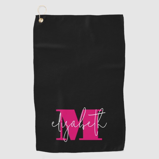Modern Feminine Monogram Custom Golf Towel (Front)