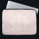 Modern Feminine Monogram Frame Pastel Blush Pink Laptop Sleeve<br><div class="desc">A modern feminine custom monogram design with a geometric frame and your initial of choice in a clean minimal font. The monogram for the name can be easily personalised by you. Default colour of this stylish monogram design is a soft blush pink and white. All colours can be changed in...</div>