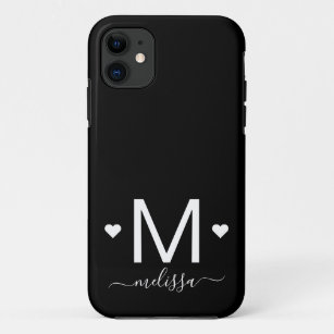 Modern feminine script monogram black white   Case-Mate iPhone case