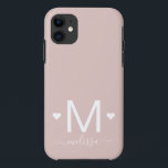 Modern feminine script monogram blush pink Case-Mate iPhone case<br><div class="desc">Modern feminine script monogram blush pink name iPhone 11 Case</div>