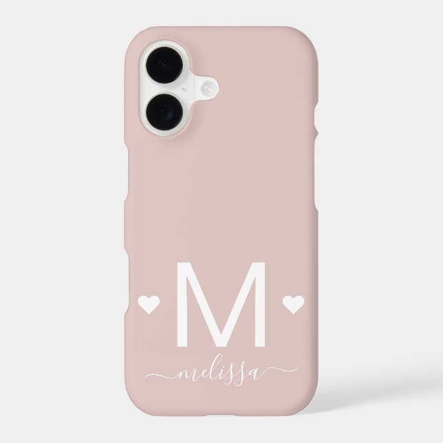 Modern feminine script monogram blush pink iPhone case (Back)