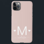 Modern feminine script monogram blush pink iPhone 11Pro max case<br><div class="desc">Modern feminine script monogram blush pink iPhone 11 Pro Max Cases</div>