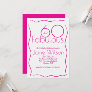 Modern Feminine Script Pink White 60th Birthday Invitation