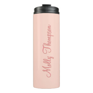 Modern Feminine Soft Pink Script Custom Name  Thermal Tumbler