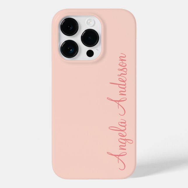 Modern Feminine Solid Soft Pink Script Custom Name Case-Mate iPhone Case (Back)