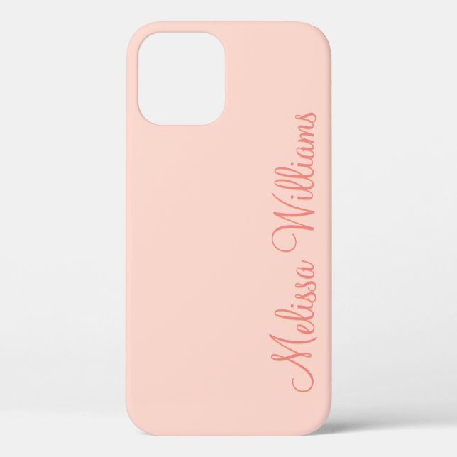 Modern Feminine Solid Soft Pink Script Custom Name Case-Mate iPhone Case (Back)