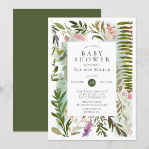 Modern Fern Greenery Baby Shower Invitation