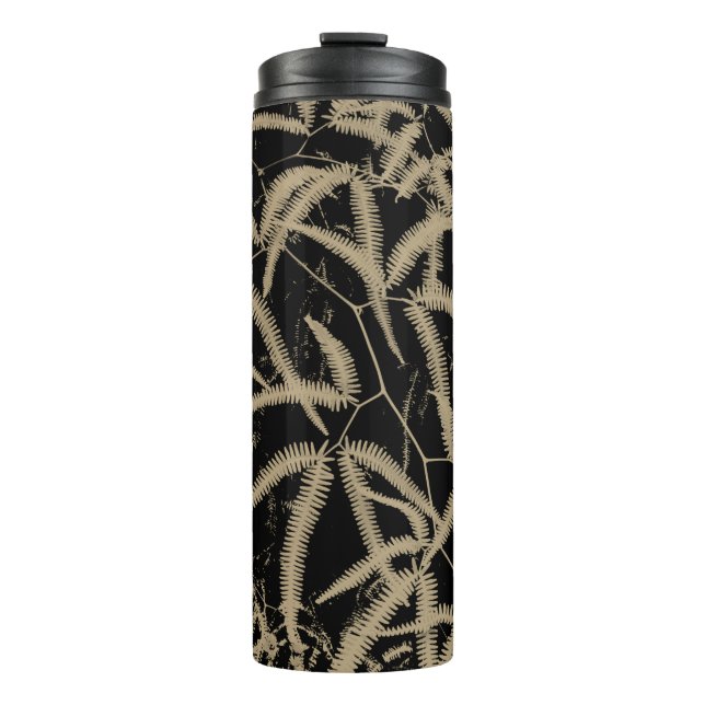 Modern fern pattern with Black background Thermal  Tumbler (Front)