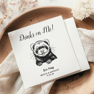 Modern Ferret Wedding Cocktail Napkins 