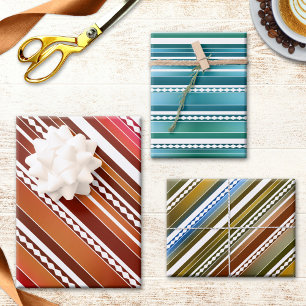 Modern Festive Abstract Striped Pattern Wrapping Paper Sheet