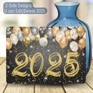 Modern Festive Balloon Confetti Happy New Year Eve Holiday Card