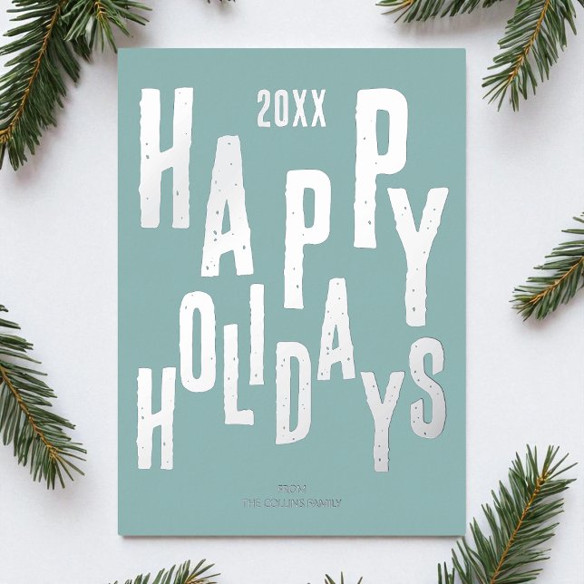 Modern Festive Blue Happy Holidays Christmas (Modern Festive Blue Happy Holidays Christmas Foil Holiday Card)