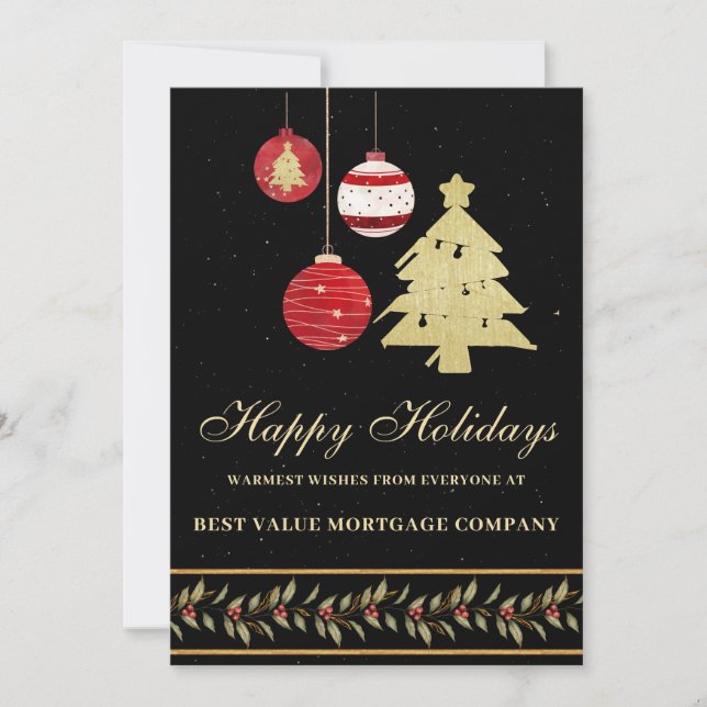 Modern Festive Business Logo QR Holiday Card (Front)